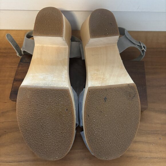 Swedish Hasbeens Mirja Grey Nubuck Open-toe Clogs (like new, with box) - Picture 5 of 6